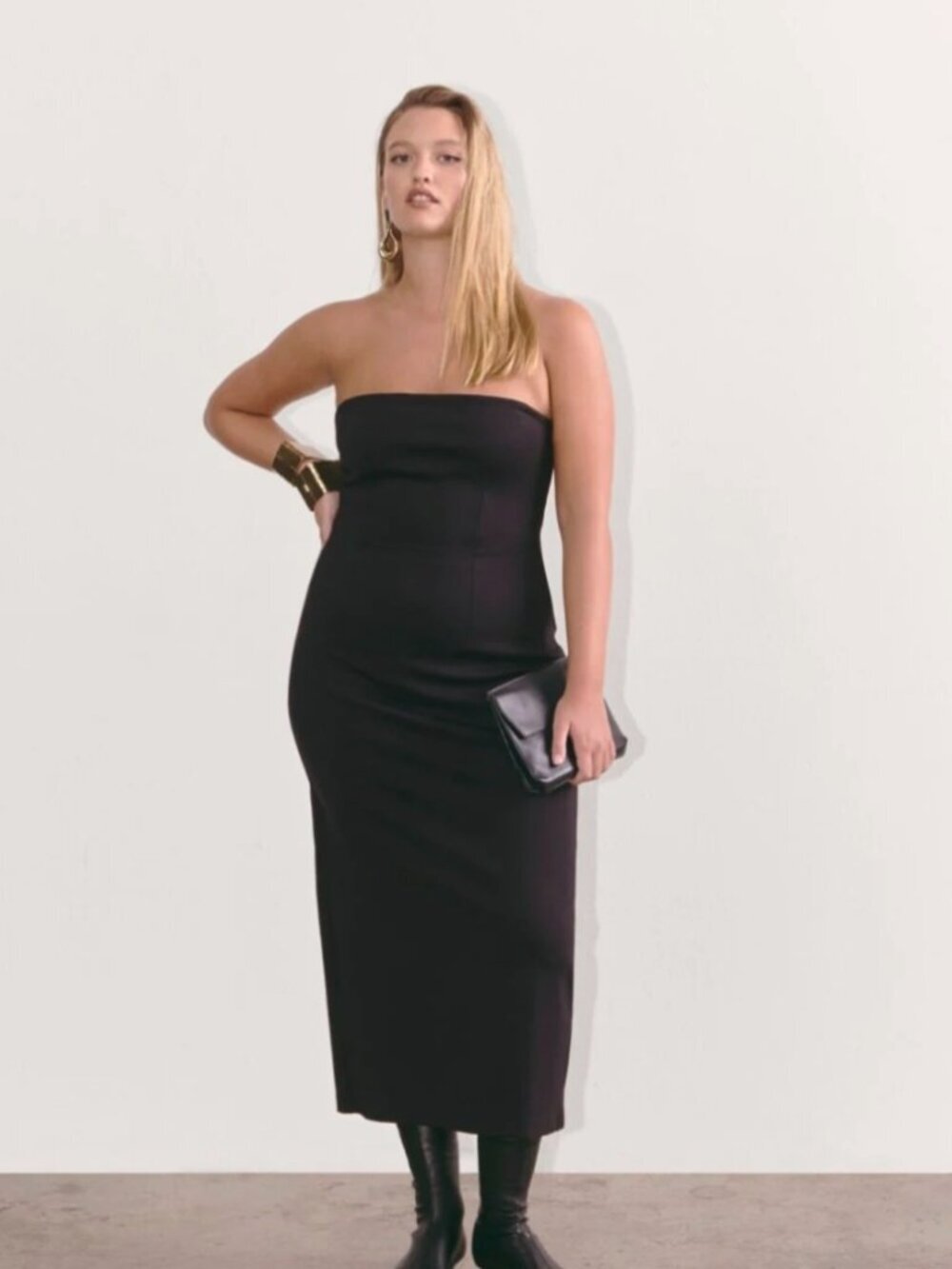 Everlane NWT The Dream Strapless Dress Black midi length size medium